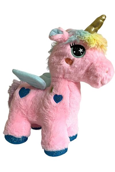 LRS STORE Büyük Boy Unicorn Tek Boynuzlu At Peluş Oyuncak Yüksek Kalite İthal 40 cm Pony Pembe