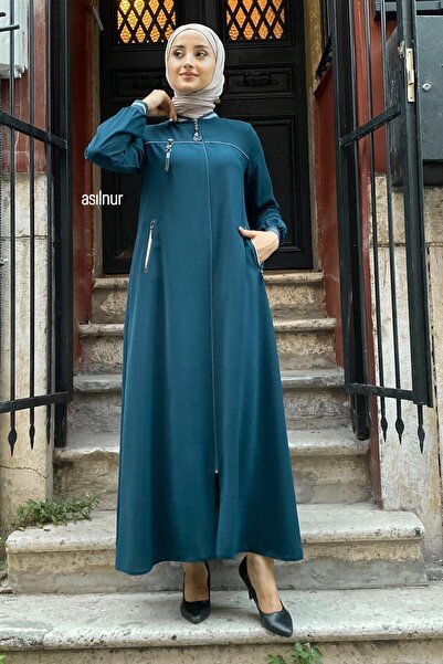 ASİLNUR Nida Ribanalı Ferace Petrol Mavisi