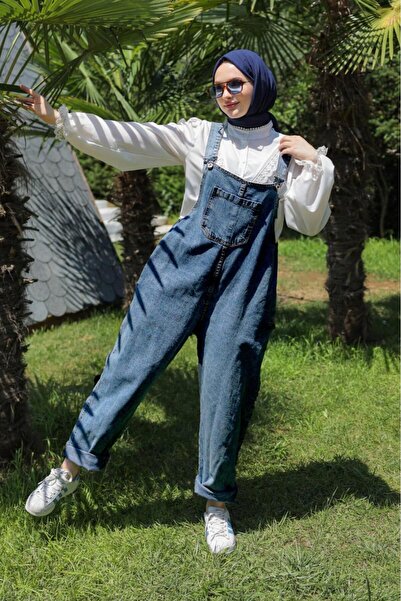 SHİROSA Kadın  Mavi Kot Tulum Salopet