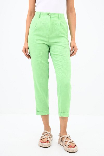 Koza Butik Women's High Waist Linen Trousers with Pocket Detail 6200-23