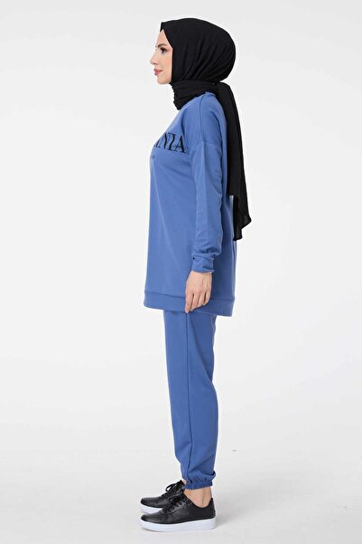 TOFİSA Women's Blue Tunic Trousers - Crew Neck - 13046