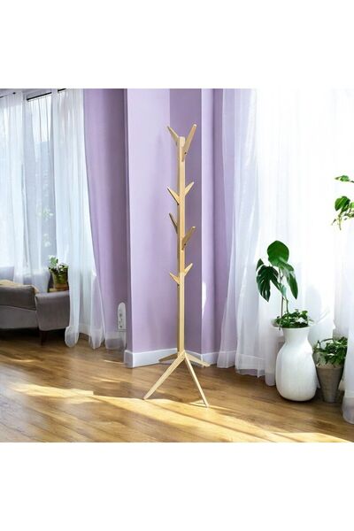 Tek-İş Askılık Ahşap Portmanto 8 Askılı 183 Cm Sök Tak Kolay Montajlı Askılık Tornavida Hediyeli