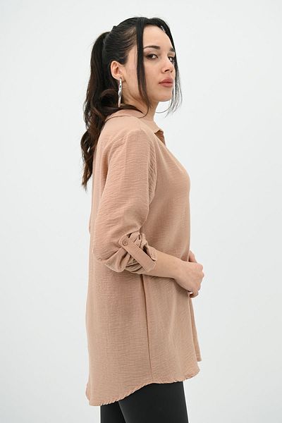 Koza Butik Дамска ленена риза с джобове 1732-24