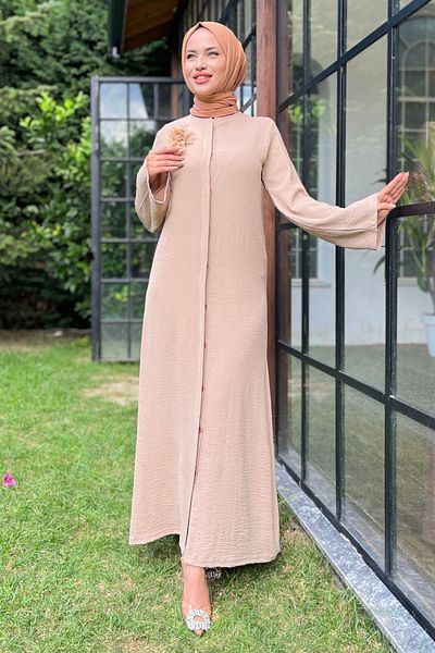 TOFİSA Γυναικείο φόρεμα Mink - Απλό Crew Neck - 11512