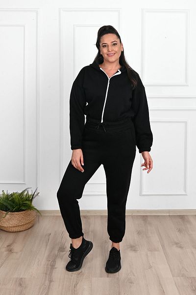 Koza Butik Γυναικείο Σετ Φούτερ με φερμουάρ Plus Size 8031-24