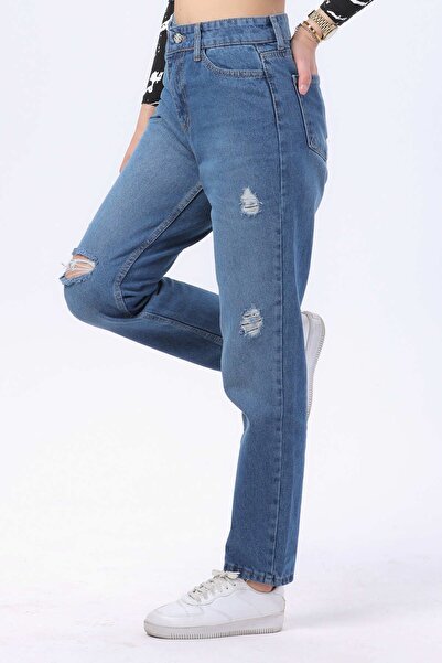 TOFİSA Сині джинси Mom Jeans Середньої довжини Жіночі джинси - 23809