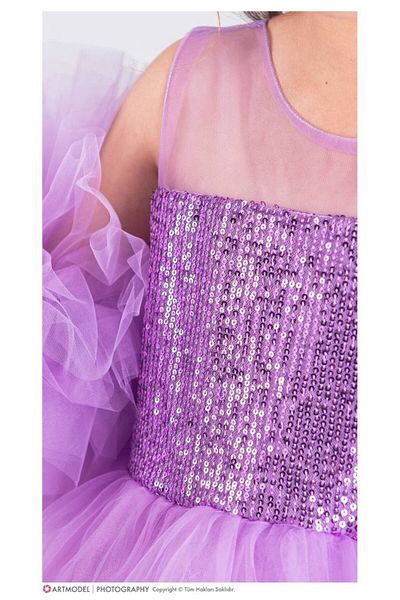 defada Girl's Dress - Pompom, Buckle and Flake Sequined Tutu