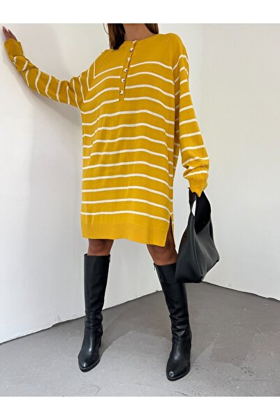 HİJABAYA Πλεκτό τουνίκ - Μισό κουμπί και σχισμή