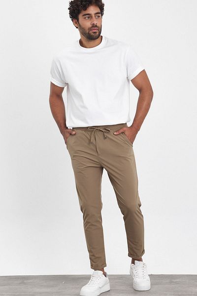 MADZEYMODA Ανδρικό παντελόνι Jogger New Season Mink Color - Ύφασμα Colombia, Διπλό πόδι, Boyfriend Mold Mz23069