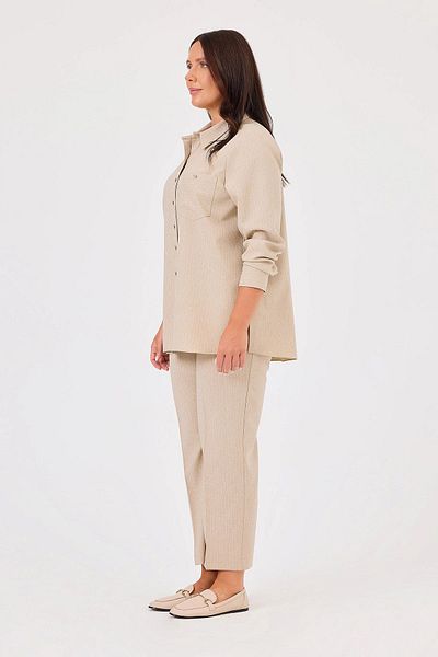 Gala-Xi Galaxi 4009 Beige - Women's Large Size Elastic Waist Striped Pants