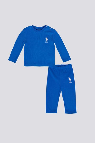 U.S. Polo Assn. طقم بيبي بوي أزرق مكون من قطعتين