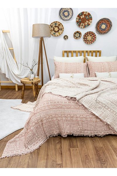 destinyhometex Μοτίβο Αζτέκων 4 στρώσεων - 100% βαμβάκι Multi Muslin Oversize Διπλό Μέγεθος 240x260 cm