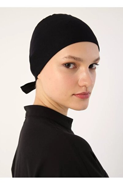 Simline Boneta din bumbac pieptănat cu cravată cusută Hijab Boneta neagră