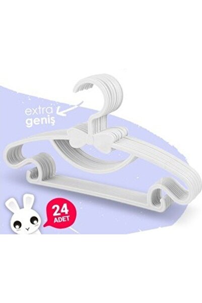 Morpanya Kiti  24 Adet Bebek Askısı Çocuk Kıyafet Askısı Beyaz Fiyonk Askı