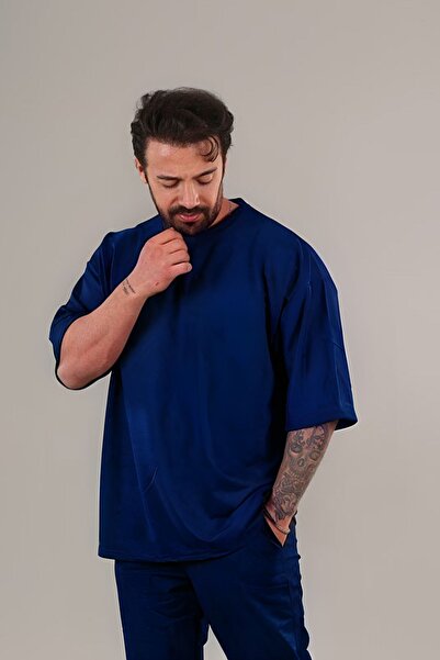 Tarzsokak Ανδρικό χτενισμένο βαμβακερό ύφασμα σε μπλε ναυτικό χρώμα με σχέδιο...