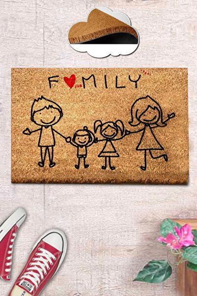 Chilai Home Coco Nuclear Family Doğal Koko Paspas,40x60 Cm Kıl Kapı Önü Paspası