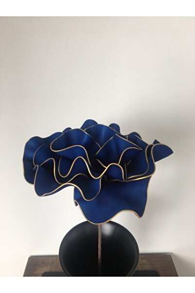 Genel Markalar Dekoratif El Yapımı Lüks Lateks Eva Yapay Çiçek (VAZO HARİÇ) - Altın Yaldızlı Lacivert- Köpük Çiçek