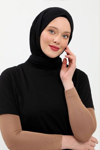 ihvanonline Πρακτικό Lycra Απλή Ραφή Hijab Χτενισμένο Βαμβακερό Μανίκι Προσευχής - Καφέ