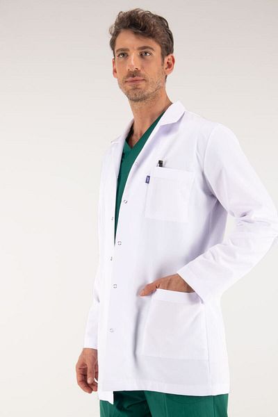 Uçak Medikal Dimensiune intermediară albă, guler clasic, șorț doctor