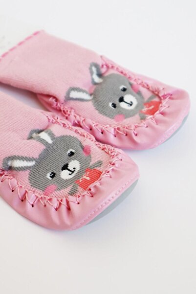 Bermody Pembe Tavşan Bebek Kaydırmaz Taban Çarık Çorap