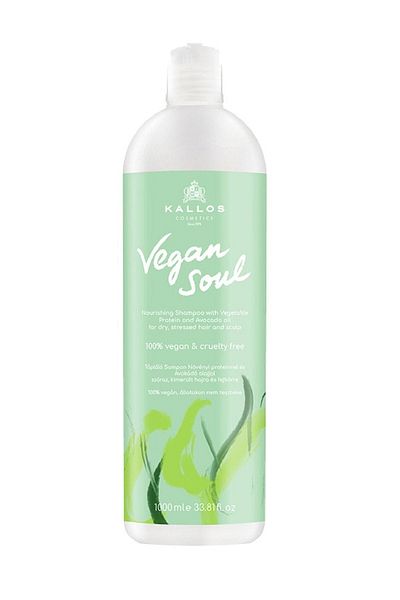 Kallos Cosmetics Vegan Soul 1000ml - Nourishing Vegan Shampoo with Herbal Protein and Avocado Oil for Dry, Damaged Hair