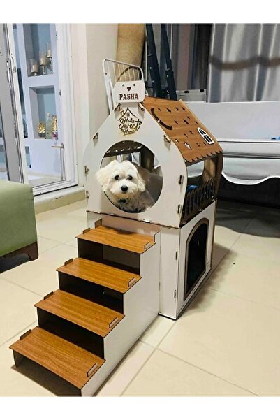 HOBİCİM Xxl Ahşap Dekoratif Kedi Evi-köpek Kulubesi Minder Ve Tasma Hediyeli ...
