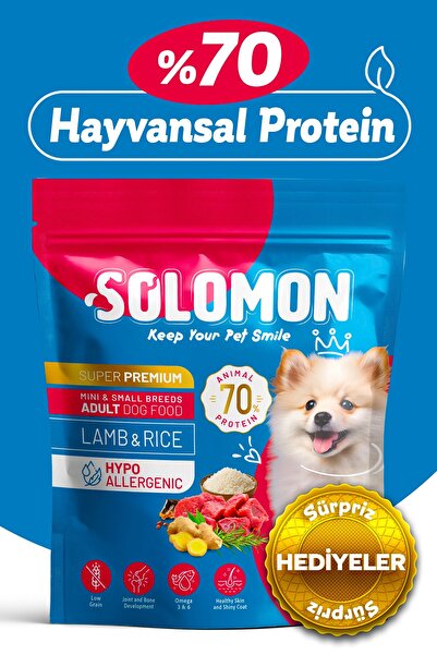 Solomon Yetişkin Küçük Irk Kuzu'lu Süper Premium Köpek Maması 1,5 kg Hipoalerjenik - Düşük Tahıllı