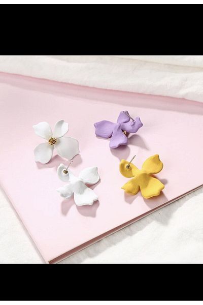 Arescollection FLOWER MOTIF A QUALITY WOMEN'S EARRINGS WITH STEEL BACKS