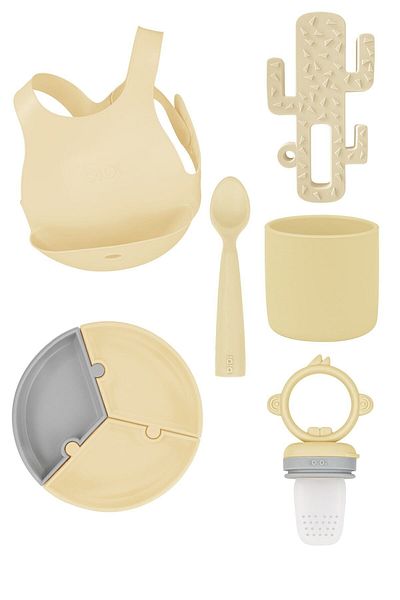 OiOi Set of 6 Powder Grey-mellow Yellow