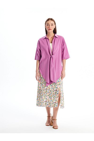 LC Waikiki Oversize Linen Look Shawl Collar Women's Kimono