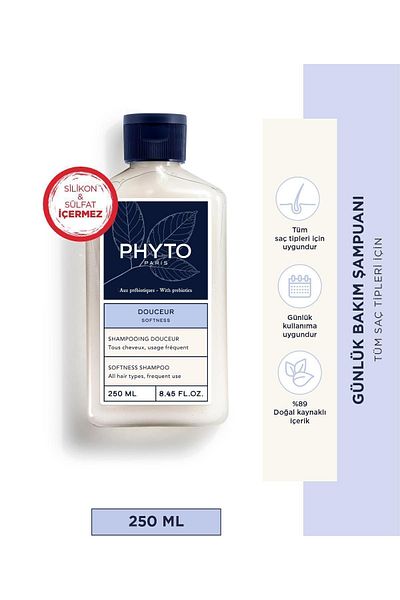 Phyto Weichheit Tägliches Pflegeshampoo für alle Haartypen 250 ml