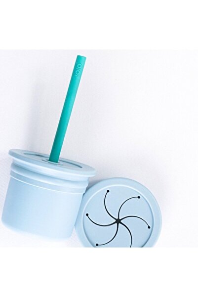 OiOi Hamhüp Atıştırmalık Kabı Ve Pipetli Bardak Mineral Blue/aqua Green