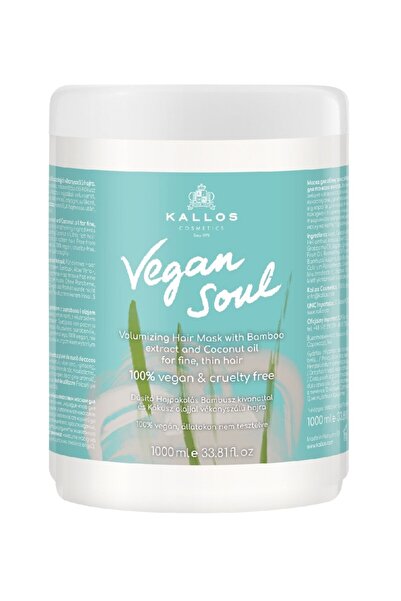 Kallos Cosmetics Vegan Soul 1000ml Ince Telli Saçlara Bambu Özlü Ve Hindistan Cevizi Yağlı Hacim Veren Saç Maskesi