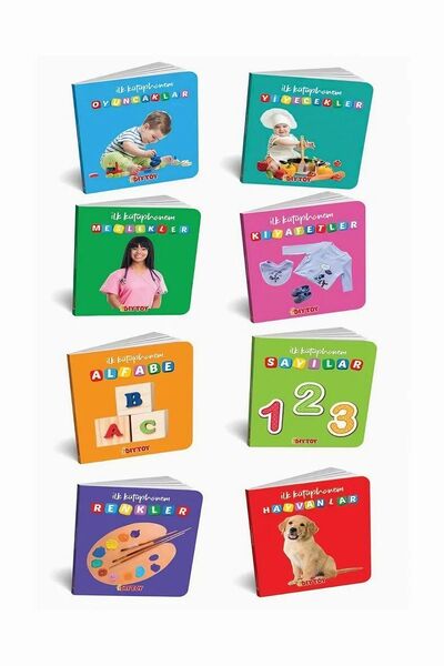 Apexma 8'li Eğitici İlk Kütüphanem - Çocuklar İçin Resimli 8 Adet Eğitici Aktivite Kitaplar Seti