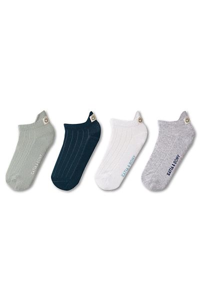 Katia&Bony Pack of 4 Boy's Smiling Face Detailed Booties Socks