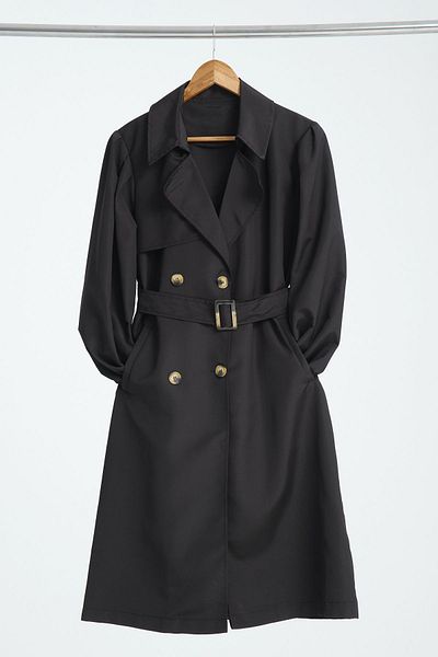 ensade Four Button Balloon Sleeve and Back Cloak Trench Coat