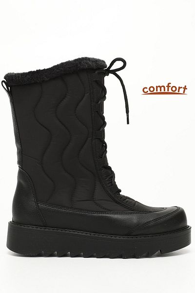 GÖNDERİ(R) Schwarze Damen-Schneestiefel mit runder Spitze 06414