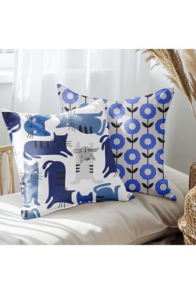 EJOYA Cute Cats Designed 2-Piece Pillow and Throw Pillow Cover 45cm 113566