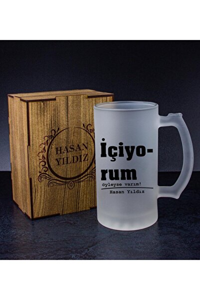 Genel Markalar Kişiye Özel Kutusunda Bira Bardağı Hediye Seti 108320