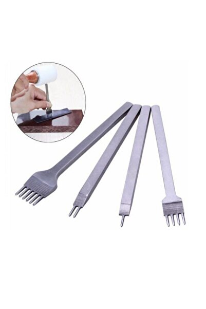 srtfootcare El Dikişi Için Çapraz Delgi / Çatal Deri Zımba Seti 3mm 4 Adet De...