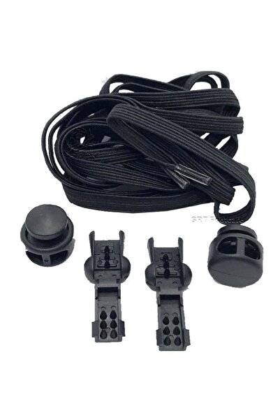 srtfootcare Elastik Yassı Akıllı Kilitli Bağcık 100cm 1 Çift Siyah