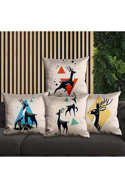 EJOYA 45cm Deer Design 4-piece Pillow and Throw Pillow Set - 113637