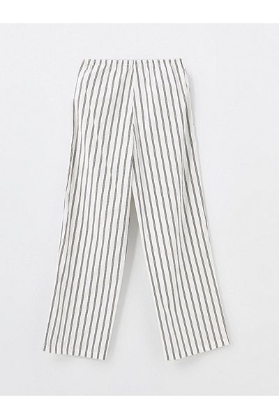 LC Waikiki Wide Leg and Elastic Waist Striped Women's Trousers