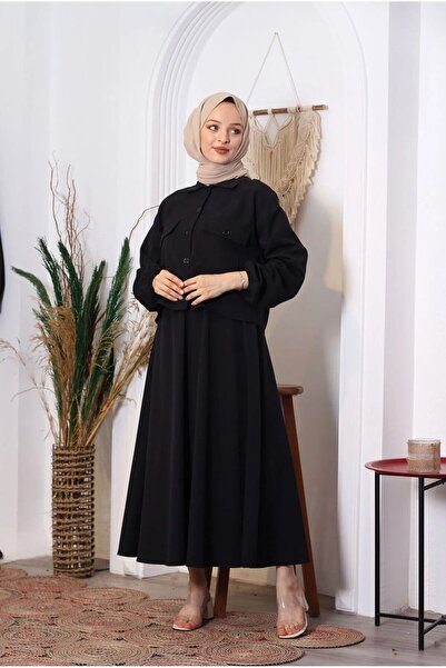 Gülsüm Aydın Kadın Tesettür Kapaklı Cepli Etekli Takım
