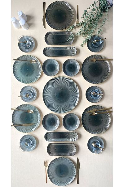 VENÜS HOME DECORATION Green Gold 6-Piece 21 Piece Breakfast Set