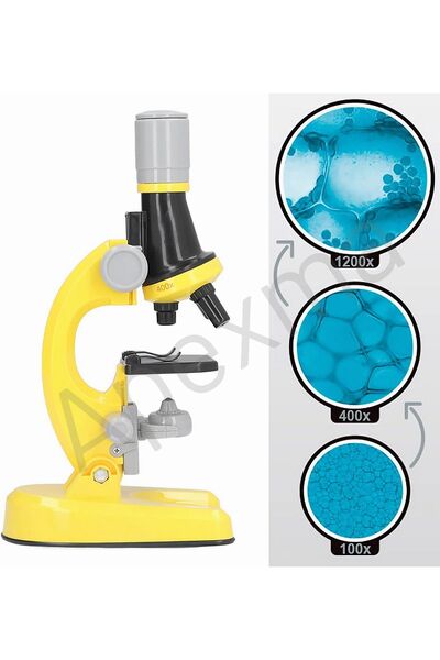 Apexma Işıklı Objektif 1200X Zoom Özellikli Mikroskop Eğitici Dahili Tüplü Oyuncak Bilim Seti
