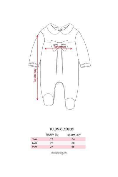 Minipodyum Baby Girl Newborn Cotton Jumpsuit with Bow Booties