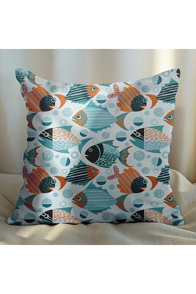 EJOYA Set de 2 perne - Design Fish and Wave, husă de pernă de 45 cm 113504