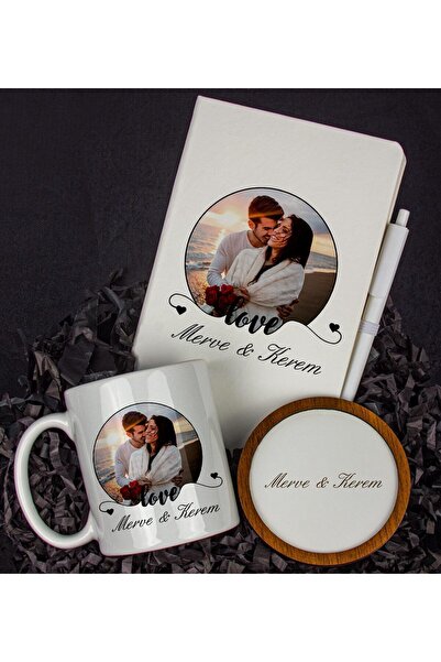 EJOYA Kişiye Özel Fotoğraf Baskılı Defter Kalem Kupa Ve Bardak Altlığı Hediye...