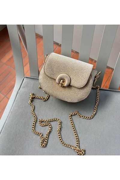Mercan Mini Patent Leather Shiny Accessory - Women's Money Bag with Chain Shoulder Strap and Buckle